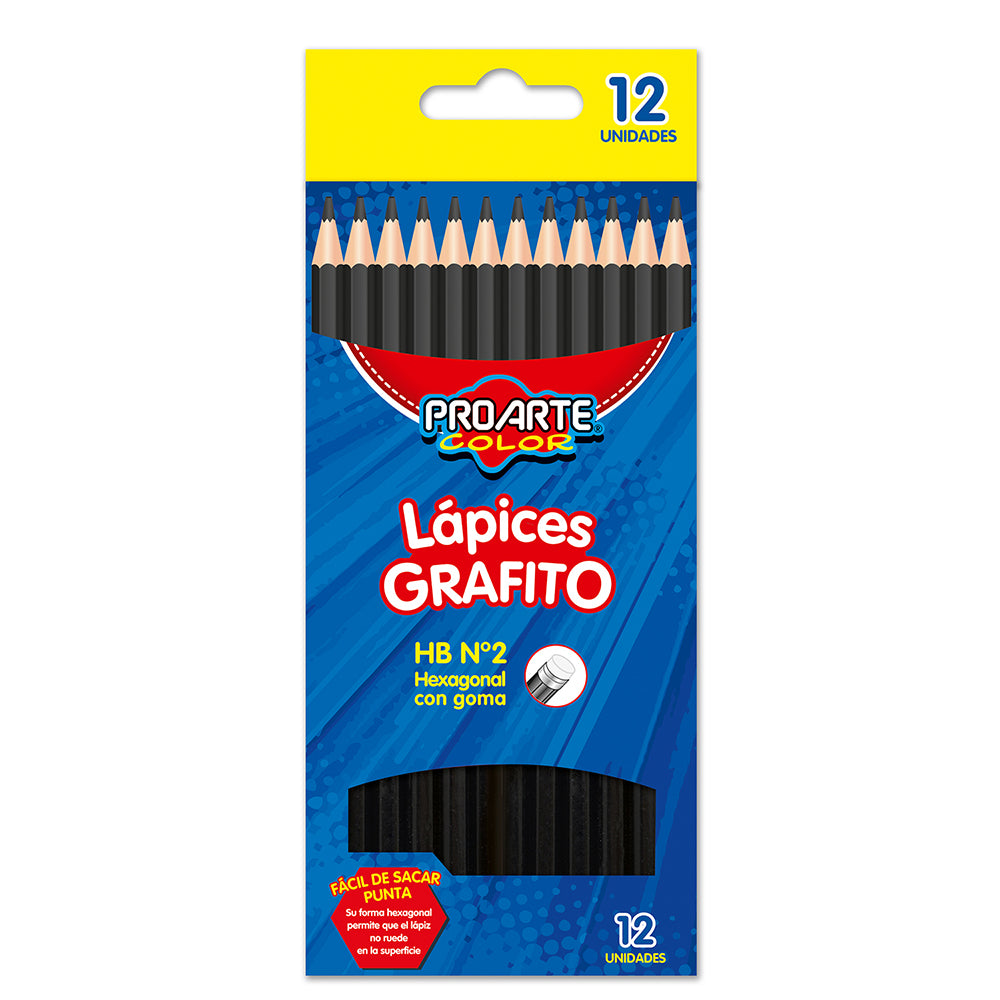 12 Lapices Grafito 2hb + 2 Lapiz Pasta + Destacador + Goma