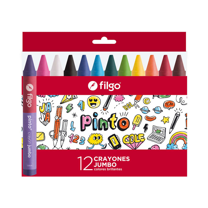 CRAYONES DE CERA PINTO JUMBO / ESTUCHE 12 SURTIDO FILGO