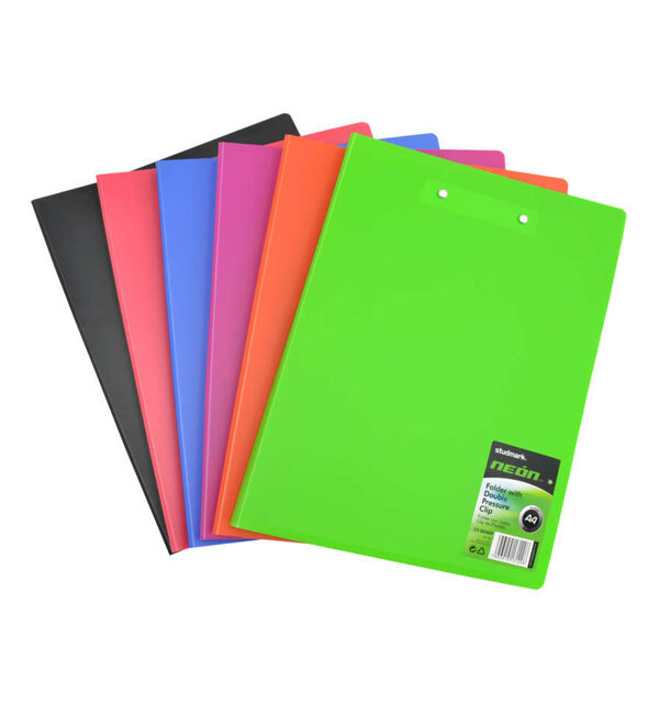 Folder A4 2 clips de presión Neon Studmark