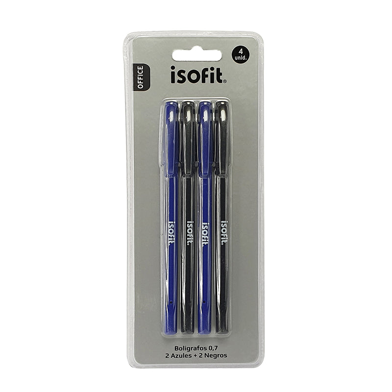 SET BOLIGRAFO 0.7 4 PZAS 2 AZUL 2 NEGRO DESIGN ISOFIT