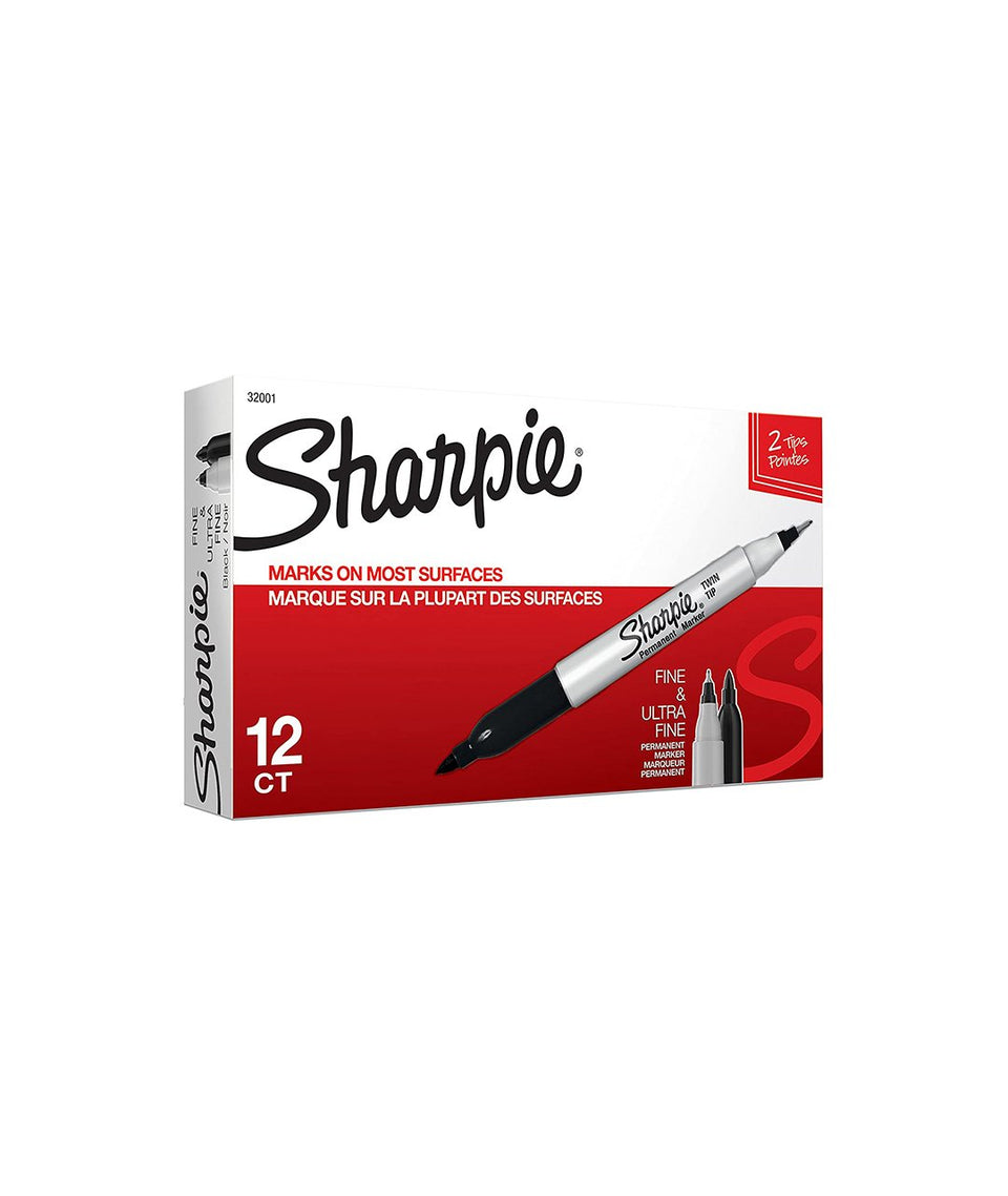 Marcador Sharpie doble punta permanente negro (cjtax12)