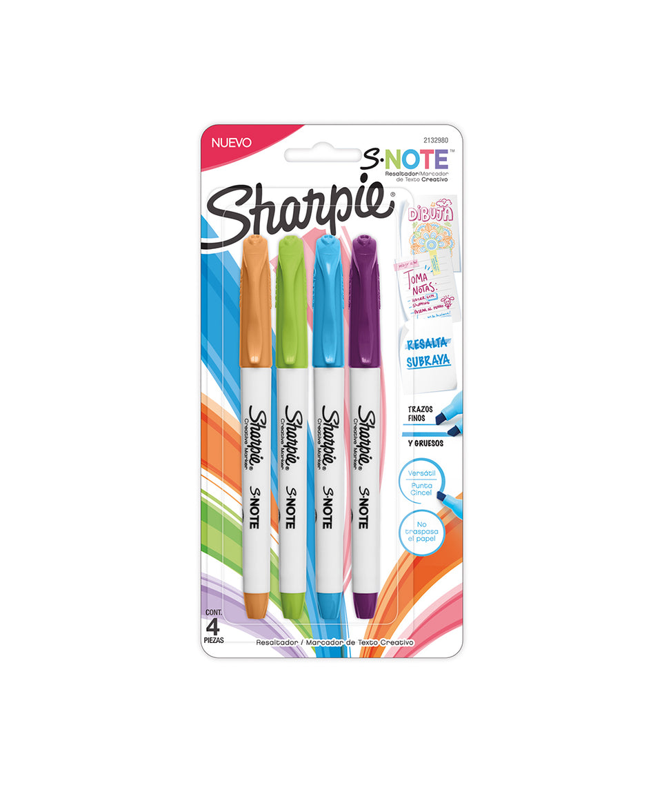 Juego de marcadores Sharpie x4 snote resaltador/marcador