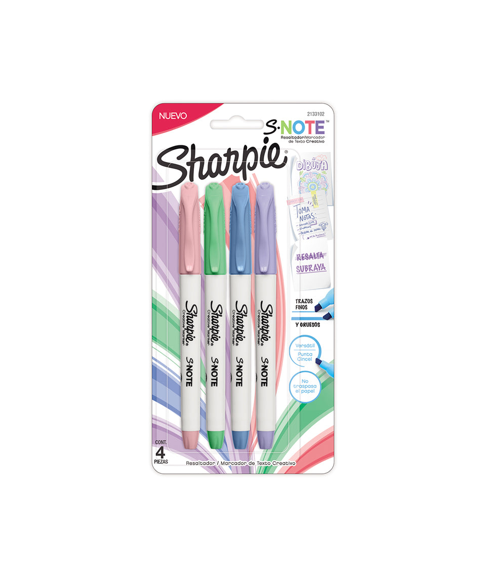 Juego de marcadores Sharpie snote pastel resaltador/marcador (setx4)