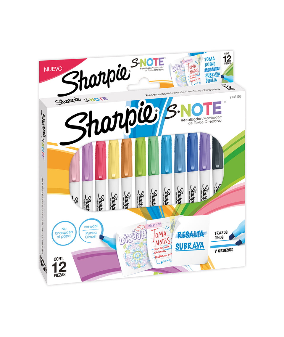Juego de marcadores Sharpie snote resaltador/marcador (setx12)