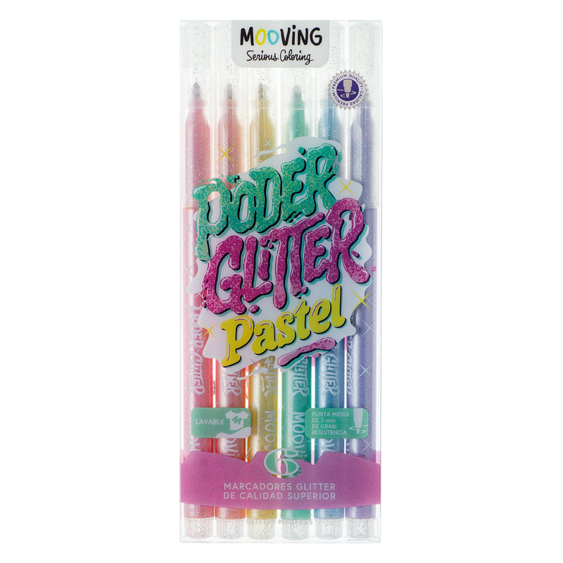 Marcadores Glitter Pastel x 6 Coloring - Mooving