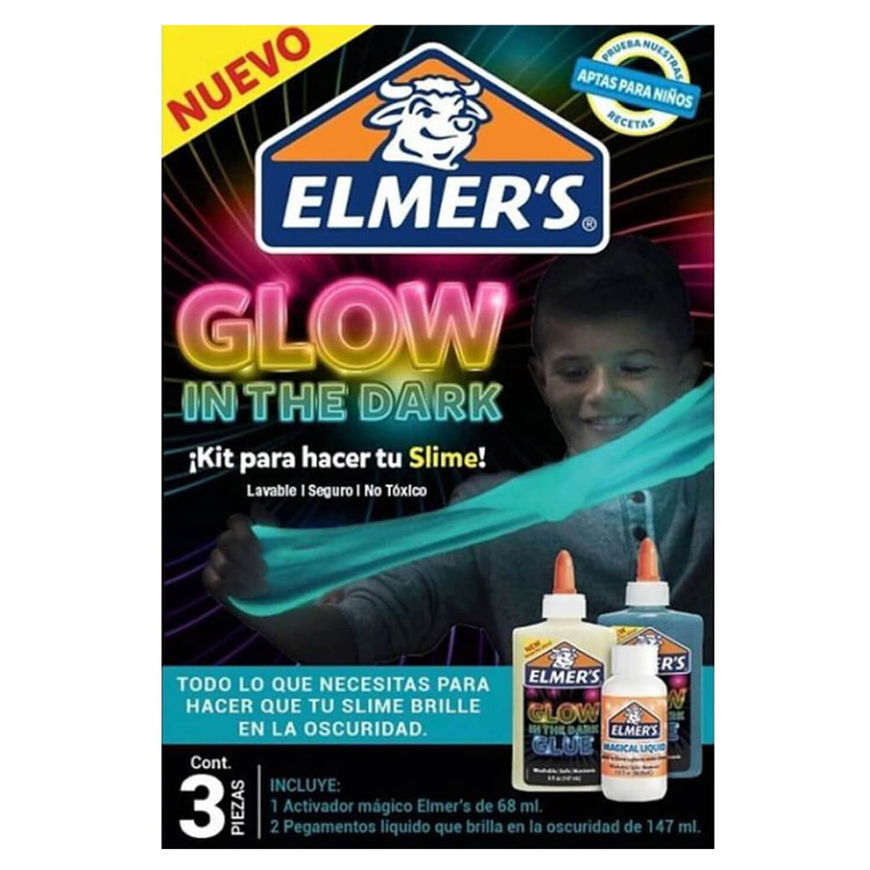 Pack Glow in the dark Slime que brilla en la oscuridad Elmers 2072116-18682