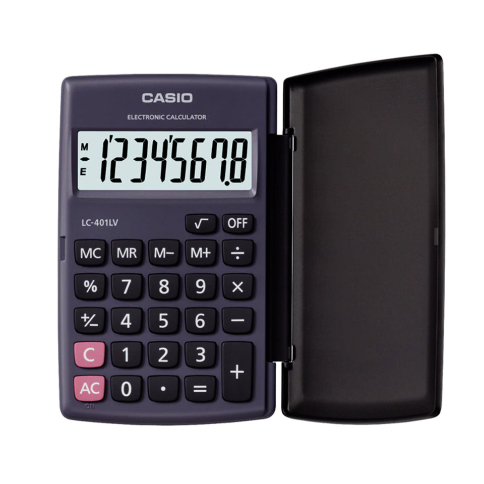 Calculadora de Bolsillo vertical C/Tapa 8 Digitos Casio LC-401LV-BK