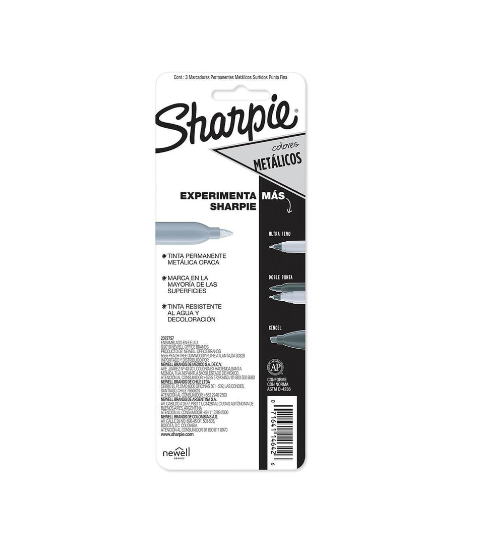 Marcadores permanentes Sharpie (set3) metalizados colores 2046937-1