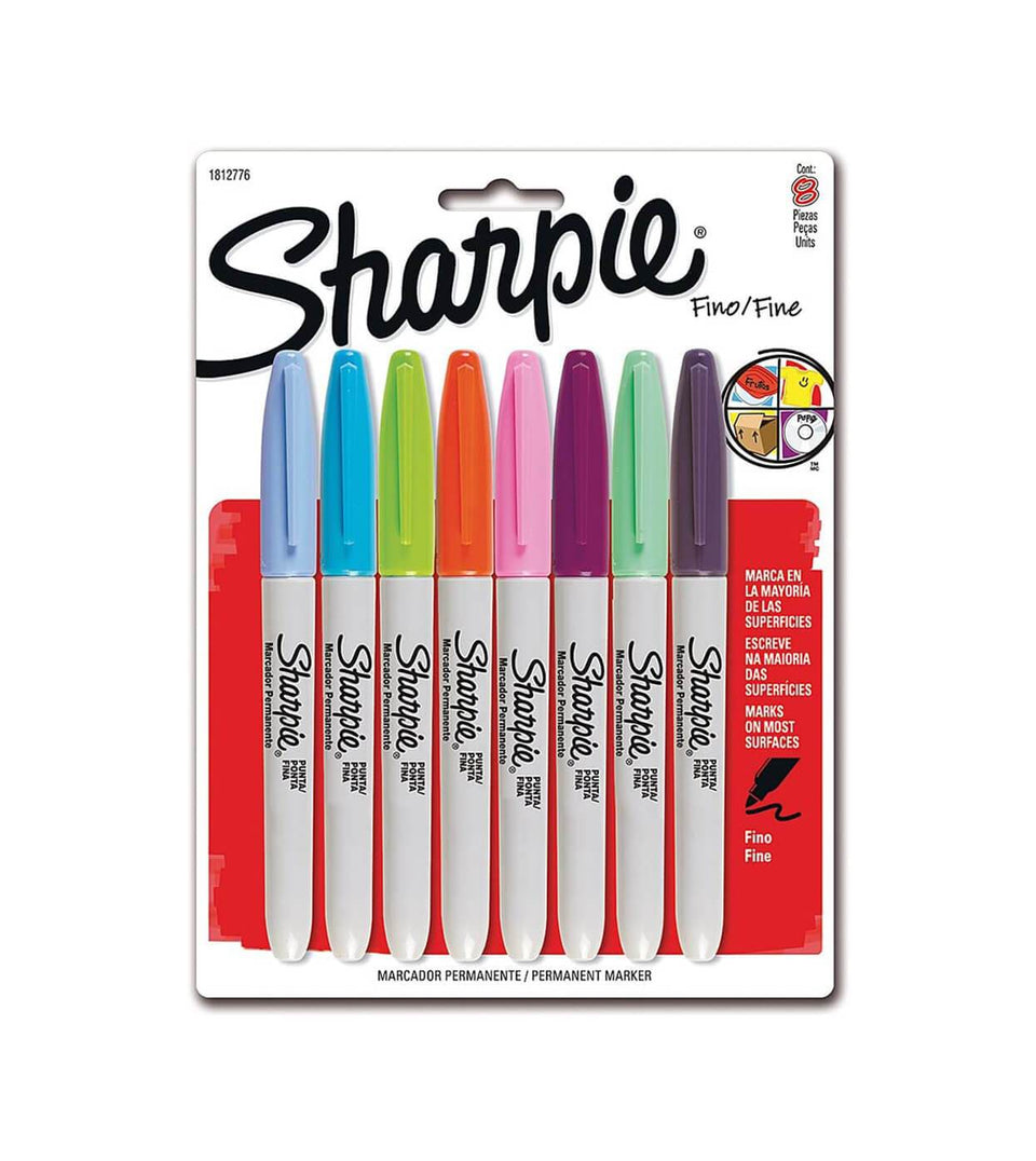 Marcadores permanentes Sharpie (set8) punta fina colores pastel 1812776