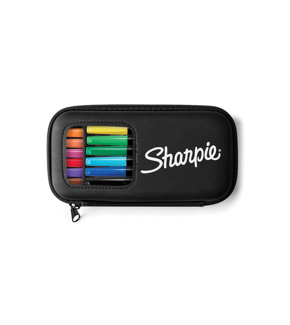 Marcadores permanentes Sharpie (estuche12)  brush pen/punta pincel  + estuche 2011400-2