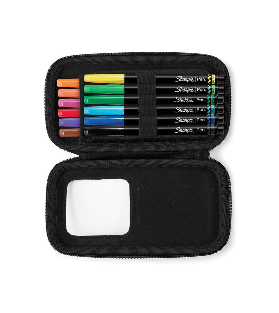 Marcadores permanentes Sharpie (estuche12)  brush pen/punta pincel  + estuche 2011400-3