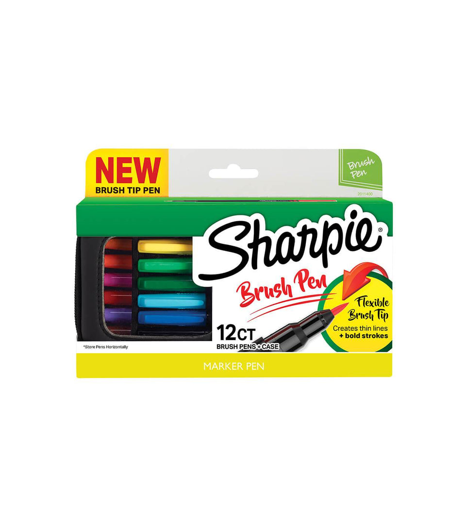 Marcadores permanentes Sharpie (estuche12)  brush pen/punta pincel  + estuche 2011400