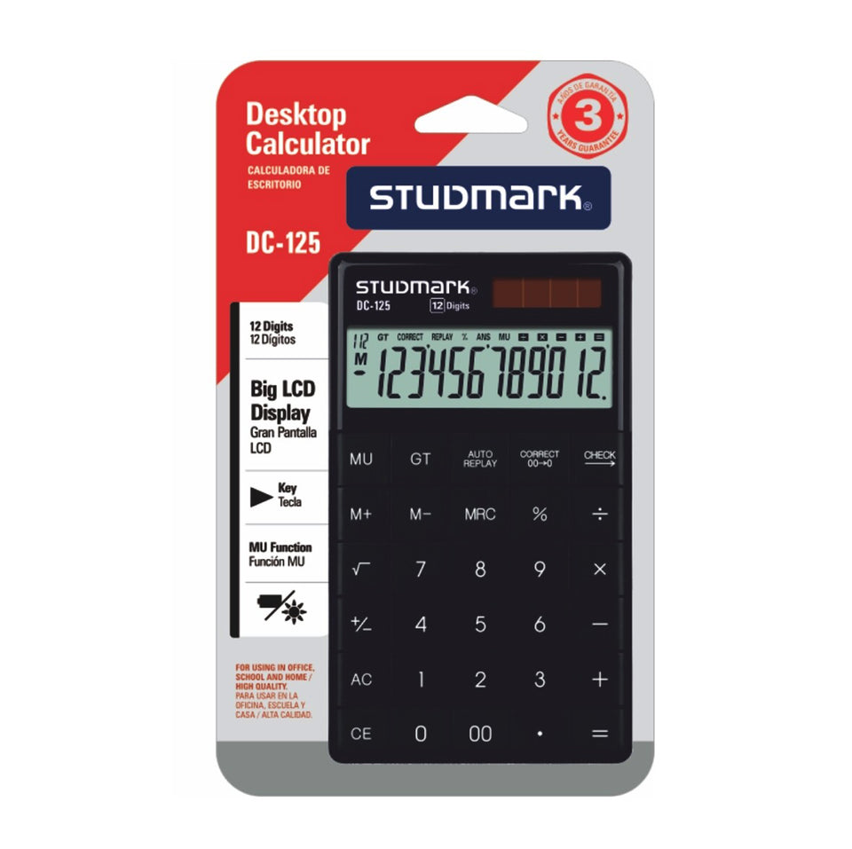 Calculadora de Mesa 12 Dig. Black & White Studmark